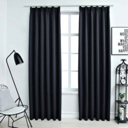 Berkfield Blackout Curtains With Hooks 2 Pcs Anthracite 140X175 Cm - thumbnail 1