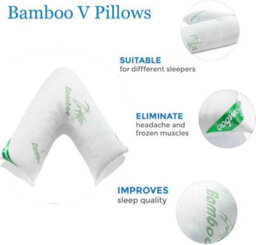 Gc Gaveno Cavailia V Shape Memory Foam Pillow, Extra Filled Bamboo V-Neck Pillow, Head Neck & Back Support Pillow, 76 X 47 Cm - thumbnail 2