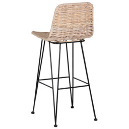 Beliani Set Of 2 Sand Beige Rattan Bar Stools, Black Iron Frame, Rustic Boho - thumbnail 6