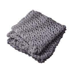 Living And Home Dark Grey Knitted Chenille Fuzzy Blanket Lightweight Throw Blankets For Bed 600mm(L)