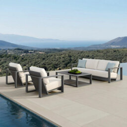 Xample Foremost Milan 4 Piece Patio Furniture Set Aluminium Wicker Sunbrella Cushions Sofa Chairs Table Cover Outdoor Set - thumbnail 7