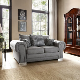 Abakus Direct Verona 2 Seater Sofa In Light Grey Linen Fabric - thumbnail 1
