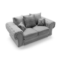 Abakus Direct Verona 2 Seater Sofa In Light Grey Linen Fabric - thumbnail 5