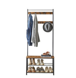 Modcraft Industrial Coat Stand With Shoe Storage Bench - 3-In-1 Design - thumbnail 2
