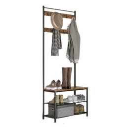Modcraft Industrial Coat Stand With Shoe Storage Bench - 3-In-1 Design - thumbnail 3
