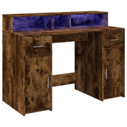 Berkfield Desk With Led Lights Smoked Oak 120X55X91 Cm Engineered Wood - thumbnail 3