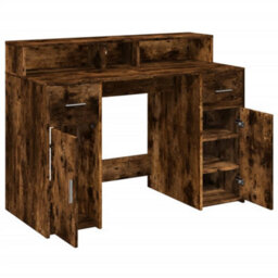 Berkfield Desk With Led Lights Smoked Oak 120X55X91 Cm Engineered Wood - thumbnail 9