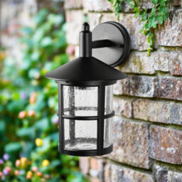 CGC Lighting Cgc Olivia Large Black Traditional Outdoor Wall Lantern Clear Glass Diffuser