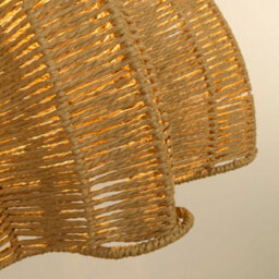 Lighting Collection Oversized Natural Rattan Dome Pendant With Hand Woven Textured Design - thumbnail 4