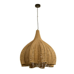 Lighting Collection Oversized Natural Rattan Dome Pendant With Hand Woven Textured Design - thumbnail 3