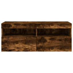 Walplus Tv Wall Cabinet With Led Lights Smoked Oak 100X30X40 Cm - thumbnail 9