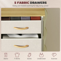 Homcom Fabric Chest Of Drawers, 5 Drawer Dresser For Bedroom, Beige - thumbnail 4