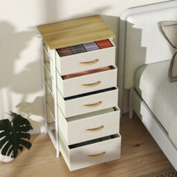 Homcom Fabric Chest Of Drawers, 5 Drawer Dresser For Bedroom, Beige - thumbnail 8