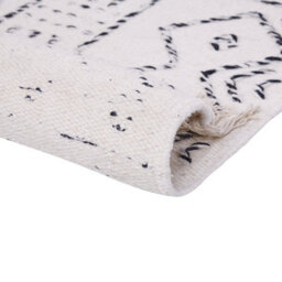 Beliani Aztec Wool Area Rug 140 X 200 Cm - Off White & Black Low Pile - thumbnail 5
