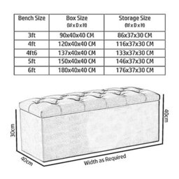 150Cm Luna Chesterfield Ottoman Storage Box - Black Naples Upholstered Blanket Box - thumbnail 3