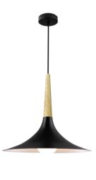 GoodHome Arraqis Matt Black Wood Effect Pendant Ceiling Light, (Dia)380mm - thumbnail 3