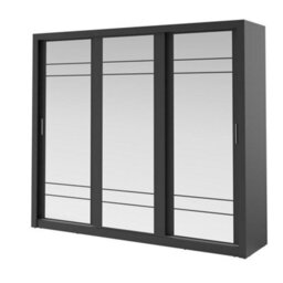 Arte Lux Ii Modern Mirrored Sliding Door Wardrobe (H2150mm W2500mm D600mm) - Black Matt - thumbnail 2