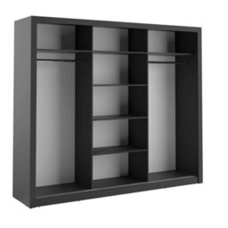 Arte Lux Ii Modern Mirrored Sliding Door Wardrobe (H2150mm W2500mm D600mm) - Black Matt - thumbnail 3