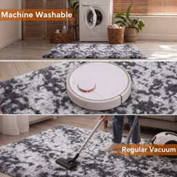 Oxford Homeware Shaggy Rug Anti-Slip Washable Soft Fluffy Living Room And Bedroom Rug (Mottled Grey, 120X170Cm) - thumbnail 5
