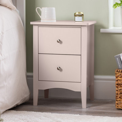 Christow 2 Drawer Bedside Table Slim Nightstand Pink - image 1