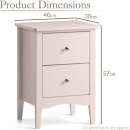 Christow 2 Drawer Bedside Table Slim Nightstand Pink - thumbnail 7