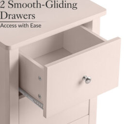 Christow 2 Drawer Bedside Table Slim Nightstand Pink - thumbnail 5