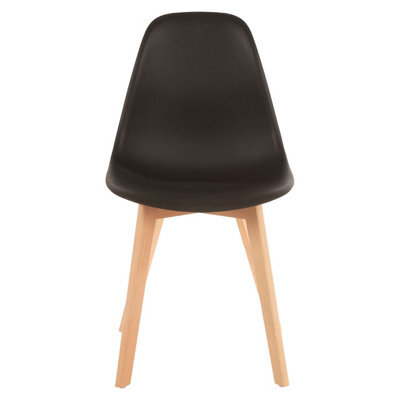 Orsina Black Chair With Beech Wood Legs, Comfortable Seating Leather Bar Chair, Space-Saver Leather Bar Chair - image 1