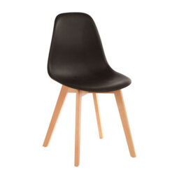 Orsina Black Chair With Beech Wood Legs, Comfortable Seating Leather Bar Chair, Space-Saver Leather Bar Chair - thumbnail 2