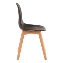 Orsina Black Chair With Beech Wood Legs, Comfortable Seating Leather Bar Chair, Space-Saver Leather Bar Chair - thumbnail 3