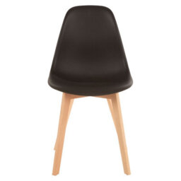 Orsina Black Chair With Beech Wood Legs, Comfortable Seating Leather Bar Chair, Space-Saver Leather Bar Chair - thumbnail 1