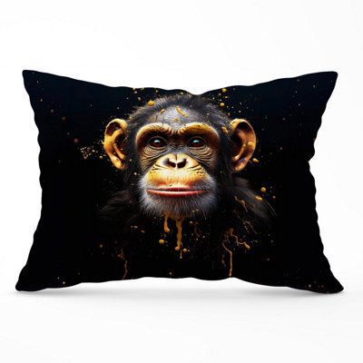 Warren Reed Designer Splashart Cheeky Chimp Face Cushions 33Cm X 48Cm