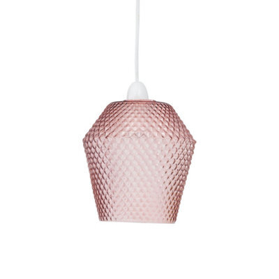 First Choice Lighting Porter - Pink Textured Glass Easy Fit Pendant Shade - image 1