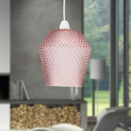 First Choice Lighting Porter - Pink Textured Glass Easy Fit Pendant Shade - thumbnail 3