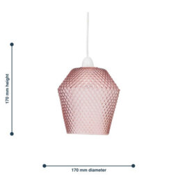 First Choice Lighting Porter - Pink Textured Glass Easy Fit Pendant Shade - thumbnail 5