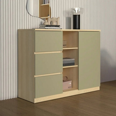 Arte Terra 27 120Cm Chest Of Drawers - Oak Lindberg & Eucalyptus, Multi-Functional Dresser Unit - image 1