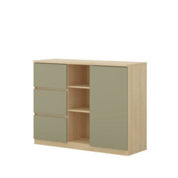 Arte Terra 27 120Cm Chest Of Drawers - Oak Lindberg & Eucalyptus, Multi-Functional Dresser Unit - thumbnail 2