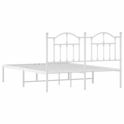 Berkfield Metal Bed Frame With Headboard White 140X200 Cm - thumbnail 7