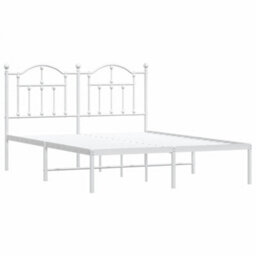 Berkfield Metal Bed Frame With Headboard White 140X200 Cm - thumbnail 4