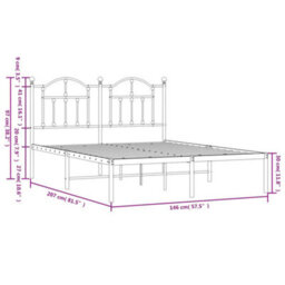 Berkfield Metal Bed Frame With Headboard White 140X200 Cm - thumbnail 9