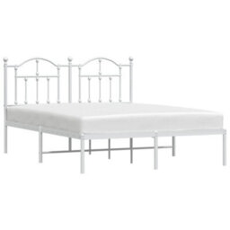 Berkfield Metal Bed Frame With Headboard White 140X200 Cm - thumbnail 3
