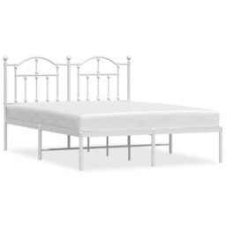 Berkfield Metal Bed Frame With Headboard White 140X200 Cm - thumbnail 2