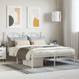 Berkfield Metal Bed Frame With Headboard White 140X200 Cm - thumbnail 1