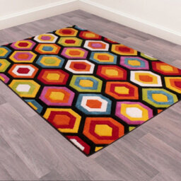 Multicoloured Hand Made Modern Geometric Easy To Clean Rug Dining Room-80Cm X 150Cm - thumbnail 2