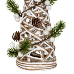 Small Led White Rattan Cone Tree With Winter Branches Lit Festive Tree - thumbnail 2