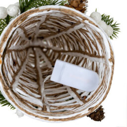 Small Led White Rattan Cone Tree With Winter Branches Lit Festive Tree - thumbnail 3