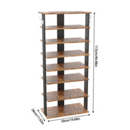 Thehotsale 8 Tier Rectangular Stable And Heavy-Duty Original Wood Color Particle Board Shoe Rack With Hooks - thumbnail 9