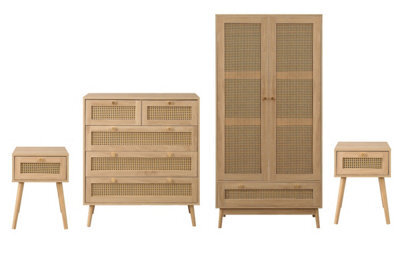 Oak Wooden 3 Piece Furniture Set Wardrobe Chest Of Drawers Bedsides Birlea Croxley - image 1