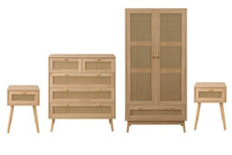 Oak Wooden 3 Piece Furniture Set Wardrobe Chest Of Drawers Bedsides Birlea Croxley - thumbnail 1