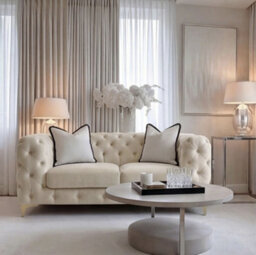 Sofaya Monaco Chesterfield Cream Velvet Sofa Set - 1,2,3 Seater & 3+2 Seater Set Deep Buttoned Cushions Upholstery Couch Settee - thumbnail 3