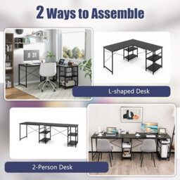Costway L-Shaped Corner Computer Desk Study Writing Desk Workstation With Storage Shelf - thumbnail 6